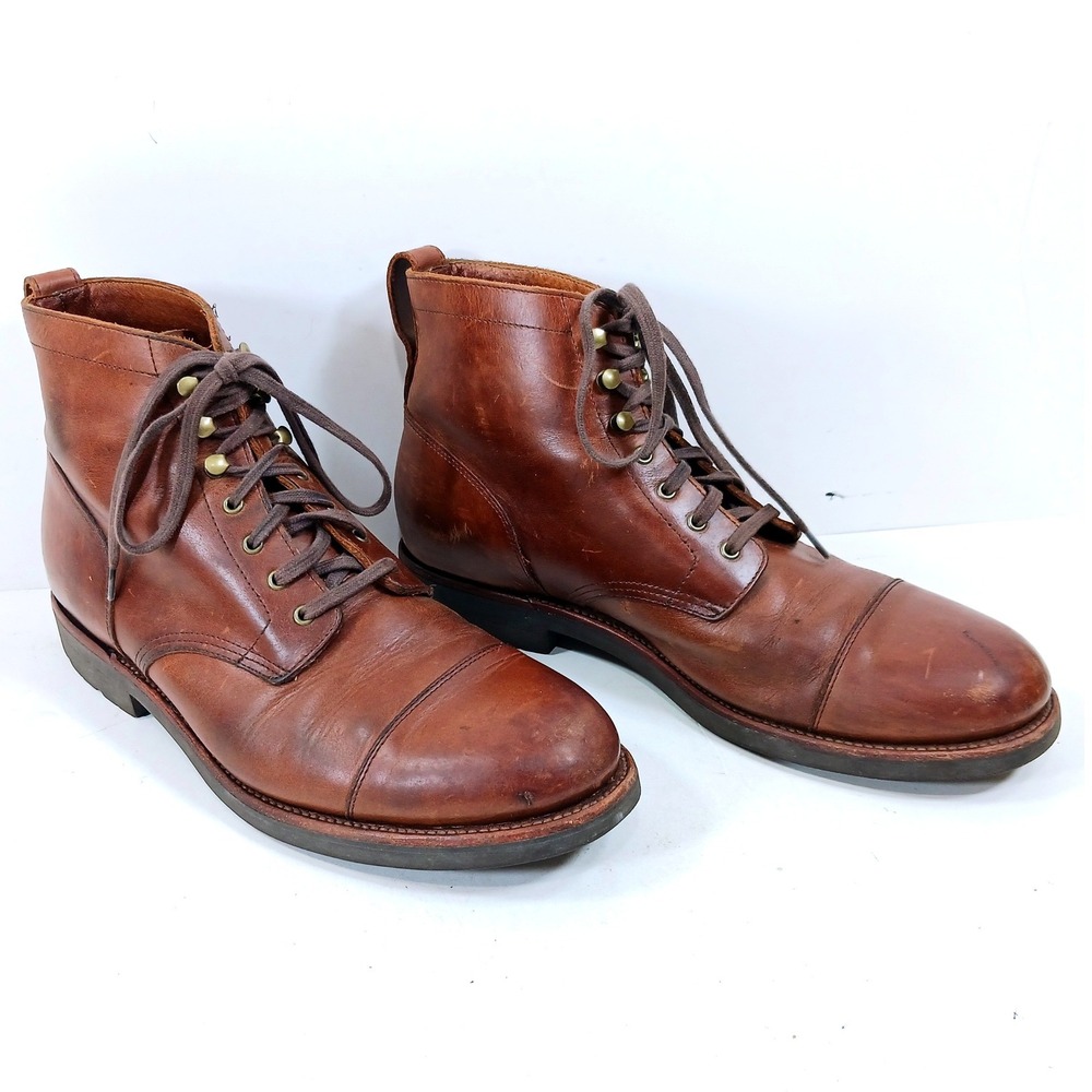 J.Crew Kenton Cap-Toe Boots Mens 10.5 Brown Leather Lace Up F4446